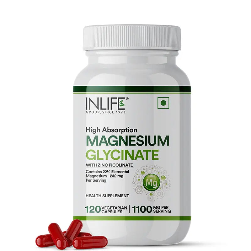 Inlife Magnesium Glycinate with Zinc Supplement | 120 Veg. Capsules gallery image