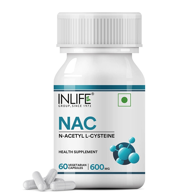 Inlife N Acetyl Cysteine NAC Supplement 600mg | Supports Liver & Respiratory Health | 60 Veg. Capsules gallery image